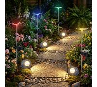 Lot de 8 lampes solaires LED RVB en forme de papillons et de libellules, lampes de jardin d'extérieur enfichables, design en pierre, spots