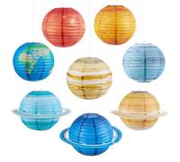 Lot de 8 lanternes en de 25,4 cm sur le thème de l'espace | - Décoration de fête - Lanternes en papier de 25,4 cm - Kit scientifique pour la maison, l'école, la salle de tc