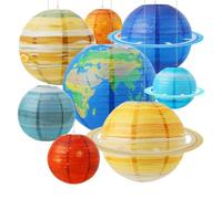 - Lot de 8 lanternes en papier de 25,4 cm - Décoration scientifique pour | Lot de lanternes en papier avec thème pédagogique et 8 motifs planètes colorés, parfaits pour les sciences naturelles