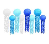Lot de 8 lanternes en papier méduses décoratives pour anniversaire, fête, sirène, décoration d'anniversaire, thème océan, fête