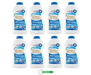 Lot de 8 lessives Spuma Di Sciampagna Parfum Marseille - Lessive liquide classique avec formule concentrée idéale pour tous les tissus 16 lavages 800 ml + porte-clés Beni Culinari gratuit