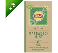 Lot de 8 LIPTON Capsules Thé vert BIO Menthe de Marrakech pour Nespresso (8 x 10 Capsules)