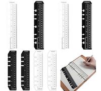 Lot de 8 Marque-Pages Règle en Plastique à Clipper pour Classeur A5 & A6 à 6 Trous - Marque-Page Multifonction Transparent et Noir en PVC Durable - Idéal pour Agenda, Carnet, Journal et Organisat