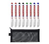 Lot de 8 marqueurs - 1 trousse - Marqueur à trou profond avec pointe de 20 mm - Convient pour bois, métal, mur, plastique, carton (noir, rouge, bleu, vert)