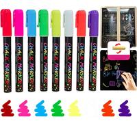 Lot De 8 Marqueurs À Craie Pour Fenêtre,Marqueurs À Craie Pour Tableau Noir,Lavables 6 Mm,Pointe Réversible,Effaçable,Rechargeable,Pour Tableaux,Panneaux,Fenêtres,Artistes En Verre
