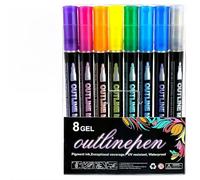 Lot de 8 marqueurs de contour à paillettes double ligne 2026 - Pour cartes de vœux de Noël, scrapbooking, travaux manuels, œufs de Pâques