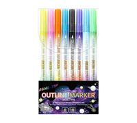 Lot de 8 marqueurs de contour à paillettes pour mettre en évidence des documents, planification du calendrier avec marqueur double face, stylo à dessin pour enfants, artisanat, fournitures d'art