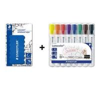Lot De 8 Marqueurs Lumocolor Pour Tableau Blanc + 1 Brosse Magnétique Staedtler