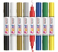Lot de 8 marqueurs permanents imperméables : 8 marqueurs permanents à double pointe pour travaux manuels, carton, plastique, bois, métal, céramique, tasse, pneus, verre, plastique