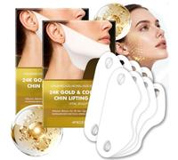Lot de 8 masques de levage en V - Or 24 carats et collagène - Pour façonner la mâchoire avec acide hyaluronique et vitamine E, masque hydratant pour le menton et le cou, crochet d'oreille élastique en