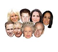 SHATCHI Lot de 8 masques pour enterrement de vie jeune fille-King Charles III-Camilla Phillip Kate William Harry Meghan King's Coronation Supplies, multicolore, Taille unique