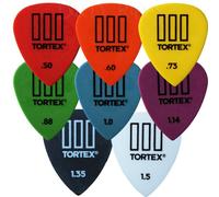 Lot de 8 médiators Dunlop Tortex TII pour guitare avec un boîtier pratique de chaque taille