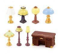 Lot de 8 meubles de maison de poupées, décorations miniatures pour scènes | Matériaux de qualité supérieure, sept décorations miniatures et une coiffeuse pour les collectionneurs