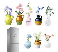 Lot De 8 Mini Aimants Mignons en Céramique pour Réfrigérateur, Mini Vase Aimants Réfrigérateur, Petits Vases 3D Amusants pour Décoration De Réfrigérateurs, Cuisine, Bureau, Fleurs Non Incluses