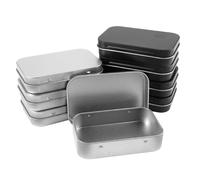 Lot de 8 mini boîtes en métal, 9,5 x 6 cm, avec couvercle, petite boîte en métal, durable, organisation, pour bonbons, clés, boucles d'oreilles, bijoux, noir et argent