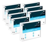 Lot de 8 mini cadres photo en acrylique transparent, 6,3 x 8,9 cm, pour cartes de visite, bureau - Cadre autoportant double face pour films, photos, cartes, timbres