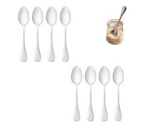 Lot de 8 mini cuillères en acier inoxydable 8,8 cm, cuillère café & cuillères à épices pour pot sel sucre miel poivre, pelles fines réutilisables durables pour cuisine et usage domestique