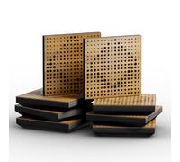 Lot de 8 mini panneaux acoustiques | Panneau mural décoratif absorbant le son | Réduction du bruit | Absorption et diffusion | 25 x 25 x 3 cm | Couleur : [Chêne | WILDS-Mini - 33mm]