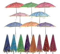 Lot de 8 mini parapluies indiens en dentelle à paillettes pour décoration, multicolores faits à la main, parasols brodés, parasols vintage bohèmes brillants pour fête de mariage, fête prénatale