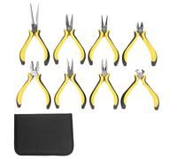 Lot de 8 mini pinces à bec courbé, diagonale, coupe d'extrémité et juge de ligne, kit d'outils de bijoux pour bricolage, réparation électronique et bijoux avec pochette