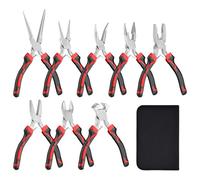 Lot de 8 mini pinces pour ouvrier de rembourrage, long bec, bec aiguille, bec incurvé, coupe-fil diagonal et coupe-fil, ensemble d'outils d'électricien avec sac de rangement pour la fabrication de