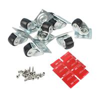 Lot de 8 mini roulettes auto-adhésives pivotantes de 1,3 cm avec adhésif, plaque fixe en métal et caoutchouc à profil bas pour petits appareils électroménagers, meubles, armoires, boîtes de rangement