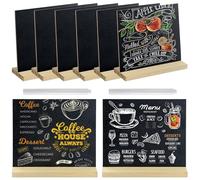 Lot de 8 Mini Tableaux Noirs, Ardoise Craie Tableau avec Support en Bois, avec 2 Craies Liquides Blanches, Petit Panneau D'affichage pour Buffet, Boulangerie, Bar, 13x15cm