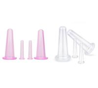 Lot de 8 mini ventouses de massage transparentes et roses en silicone pour le visage, aide à masser le visage, le cou, le dos, les yeux, sans danger, ensembles et kits de soins du visage