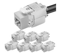 Lot de 8 modules Keystone RJ45 CAT 7 femelle câble LAN 10 Gbit/s à 1000 MHz AWG 22-24 sans outil LSA entièrement blindé STP Prise encastrable RJ45 femelle Borne de coupe pour panneau de brassage et