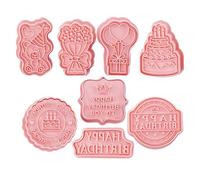 Lot de 8 moules à biscuits « Happy Birthday » - Moules à biscuits 3D - Pour fêtes d'anniversaire, cookies DIY
