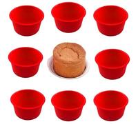 Lot de 8 moules à gâteau ronds en silicone anti-adhésifs de 10,2 cm pour gâteaux, muffins, puddings, pains, moules à pâtisserie, moule gâteau