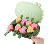 Lot de 8 moules à sucettes glacées en silicone réutilisables avec couvercle et bâton, démoulage facile, sans BPA (crocodile, vert)