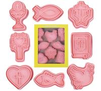 Lot de 8 moules chrétiens pour communion, baptême, confirmation et Pâques