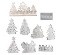 Lot de 8 moules de Noël en silicone pour bougeoir en béton et résine époxy