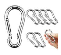 Lot de 8 mousquetons en acier inoxydable 304 M6 très résistants - 60 mm - Pour extérieur, camping, randonnée, laisse de chien, pêche