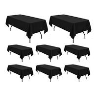 Lot de 8 nappes en polyester noir-Nappe rectangulaire noire de 153 x 260 cm pour tables rectangulaires de 6 pieds/1,8m, couverture de table en tissu lavable pour mariage/buffet/table à manger