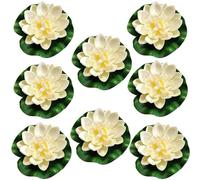 Lot de 8 nénuphars artificiels flottants - Plantes de bassin artificielles - Nénuphars artificiels - Décoration d'étang flottante pour aquarium, terrasse, jardin, étang