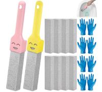 Lot de 8 nettoyants pour toilettes en pierre ponce avec 2 poignées interchangeables - Pierre ponce naturelle pour toilettes - Pour piscines, WC, urine - Lavabo