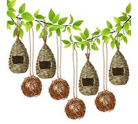 Lot de 8 nichoirs à oiseaux pour extérieur à suspendre et globe - Nid de colibri tissé à la main - Nid de colibri pour jardin ou fenêtre