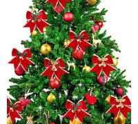 Lot de 8 nœuds de Noël avec clochettes, compatibles avec les décorations de Noël, la décoration intérieure et la décoration du sapin.