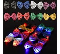 Lot de 8 nœuds papillon à LED à paillettes pour homme et femme, 3 modes d'éclairage, multicolores, lumineux, pour fête à thème, carnaval, mariage, carnaval, bar, festival, fête costumée, performance