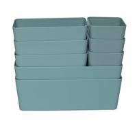Lot de 8 organisateurs de tiroir - 10 cm de haut - Vert - Boîtes en 3 tailles - Insert de tiroir adapté aux tiroirs de 30 x 50 cm