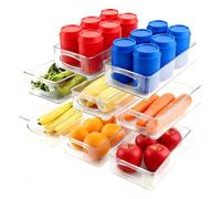 Lot de 8 organiseurs de réfrigérateur empilables (4 tailles) - Réutilisables - Boîte de rangement - Organiseur de cuisine avec poignée - Pour chambre, fournitures de bureau