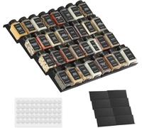 Lot de 8 organiseurs de tiroir à épices, étagère à épices et assaisonnement noir avec autocollant de fixation, organiseurs d'épices et rangement, insert extensible réglable pour comptoir de cuisine