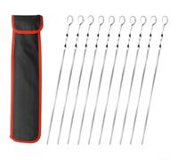 Lot de 8 ou 10 brochettes en acier inoxydable - Forme plate pour une manipulation sûre des aliments sur les barbecues au charbon de bois ou électriques (B)