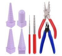 Lot de 8 outils de bouclage de fil comprenant une pince 6 en 1, une pince pour fabrication de bijoux, des mandrins, des tours d'enroulement de fil