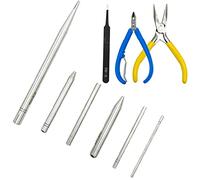 Lot de 8 outils de bricolage en métal, 6 outils d'aide à la flexion en forme de cône en métal et 2 pinces diagonales pour puzzles en métal 3D, assemblage de bijoux, bricolage