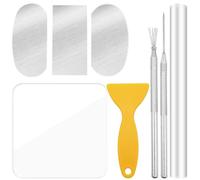 Lot de 8 outils de coupe d'argile polymère, rouleau à pâtisserie en acrylique, panneau arrière de feuille de forme rectangulaire transparente, couteau de façonnage, texture métallique, aiguille de