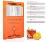 Lot de 8 Paille en Verre Aperol Spritz Transparente avec Brosses, 20cm Paille Bubble Tea Réutilisables, pour Smoothies, Cocktails, Jus, Coffret Cadeau pour Les Amateurs d'aperol (A)