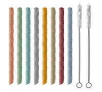 Lot de 8 Pailles en Silicone Réutilisables et Pliables - Portables Avec 2 Brosses de Nettoyage